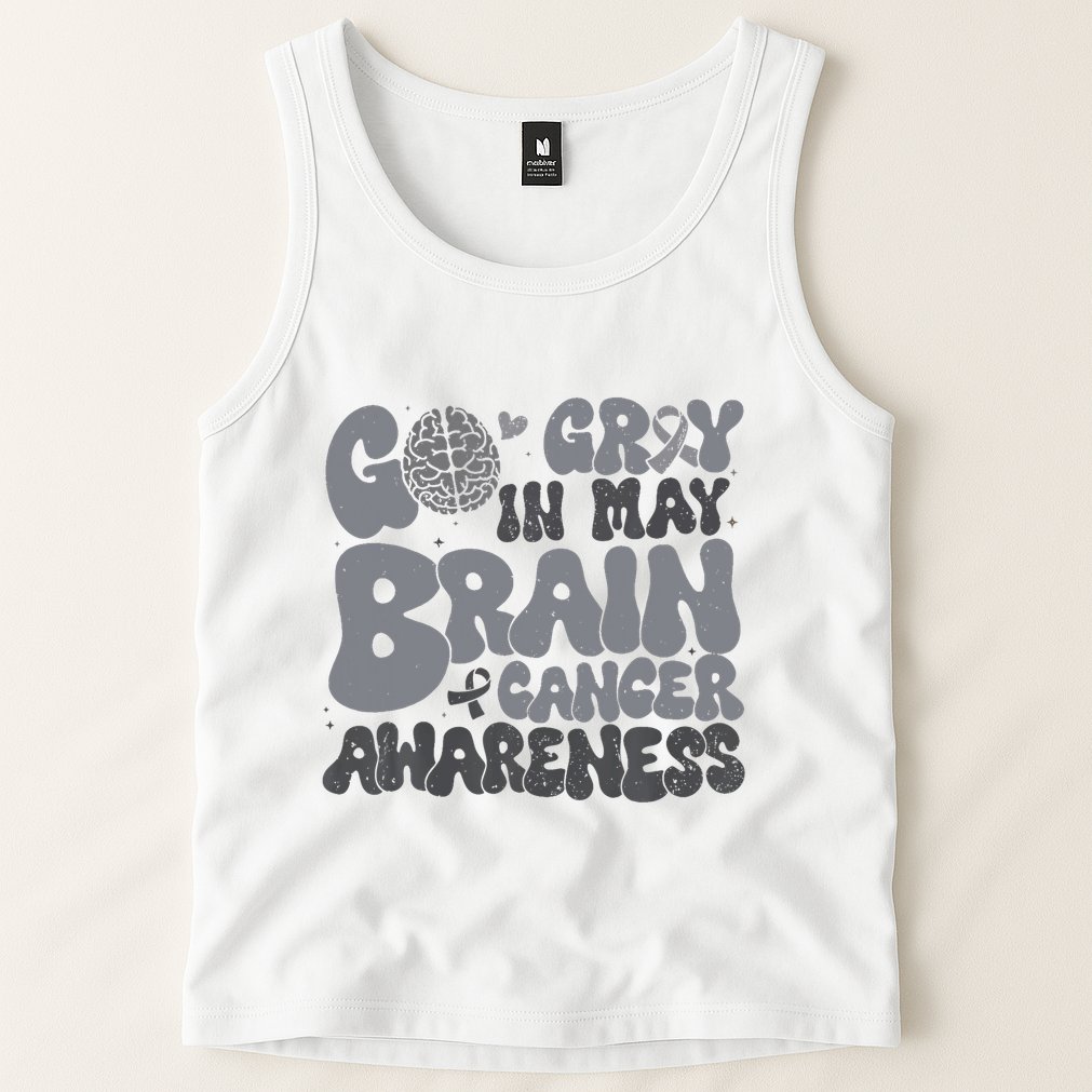 Go Gray In May For Brain Tumor Cancer Awareness Gray Ribbon Tank Top