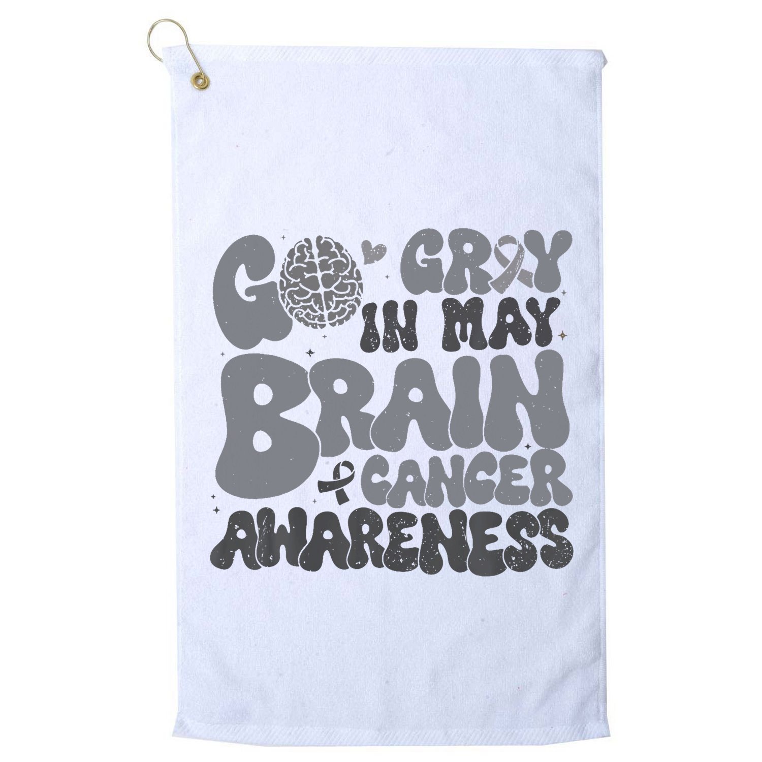Go Gray In May For Brain Tumor Cancer Awareness Gray Ribbon Golf Towel