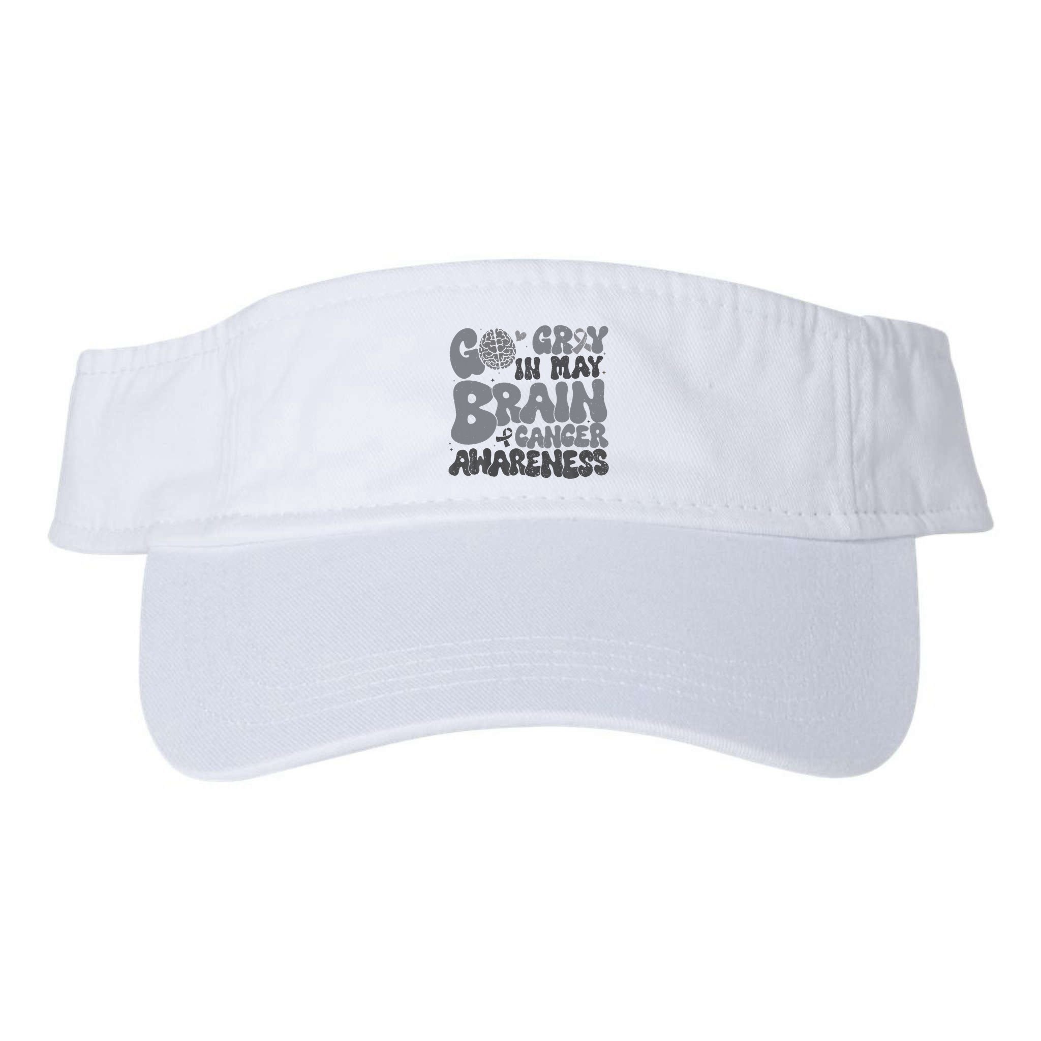 Go Gray In May For Brain Tumor Cancer Awareness Gray Ribbon Visor