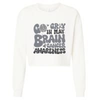 Go Gray In May For Brain Tumor Cancer Awareness Gray Ribbon Cropped Pullover Crew