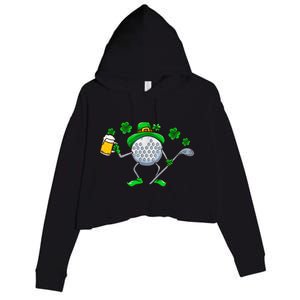 Golf Golfing Irish Golfer Beer Humor Dad St Patricks Day Gift Crop Fleece Hoodie