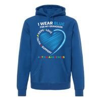 Grandma Grandpa I Wear Blue For My Grandson Autism Awareness Gift Premium Hoodie