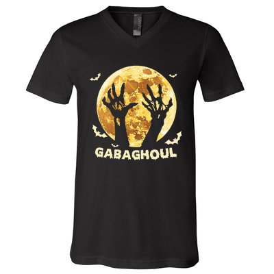 Gabaghoul Ghost Italian Ham Halloween Gabagool Parody V-Neck T-Shirt