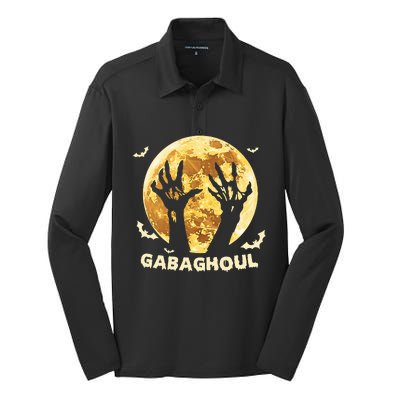 Gabaghoul Ghost Italian Ham Halloween Gabagool Parody Silk Touch Performance Long Sleeve Polo