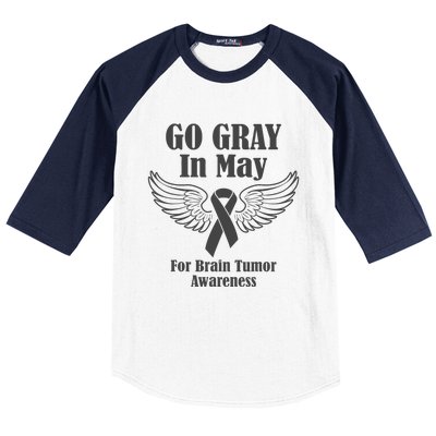 Go Gray In May Brain Tumor Awareness Cancer Hope Gray Ribbon Baseball Sleeve Shirt