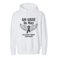 Go Gray In May Brain Tumor Awareness Cancer Hope Gray Ribbon Garment-Dyed Fleece Hoodie