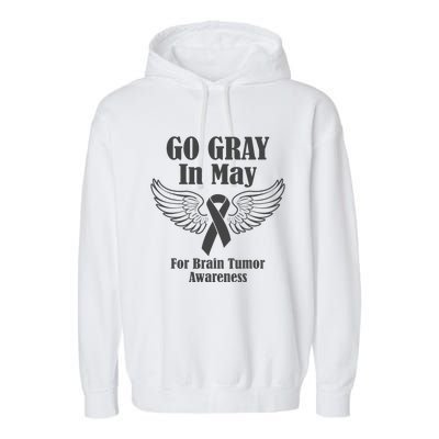 Go Gray In May Brain Tumor Awareness Cancer Hope Gray Ribbon Garment-Dyed Fleece Hoodie