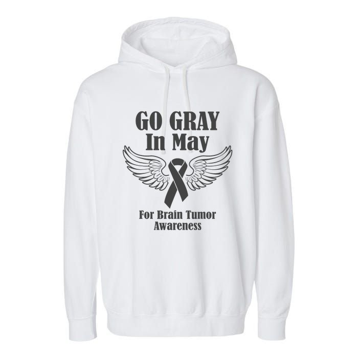 Go Gray In May Brain Tumor Awareness Cancer Hope Gray Ribbon Garment-Dyed Fleece Hoodie