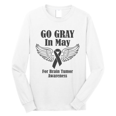 Go Gray In May Brain Tumor Awareness Cancer Hope Gray Ribbon Long Sleeve Shirt