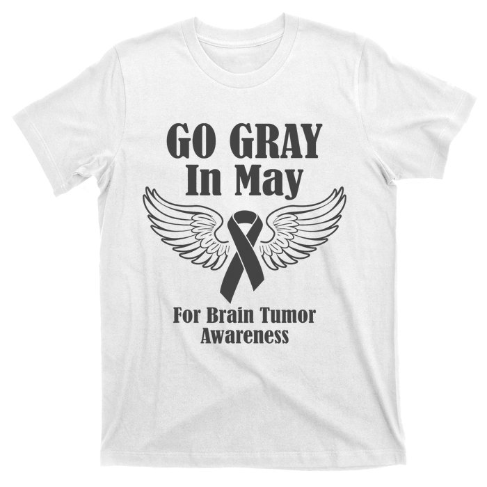 Go Gray In May Brain Tumor Awareness Cancer Hope Gray Ribbon T-Shirt