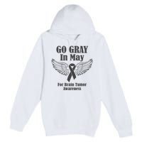 Go Gray In May Brain Tumor Awareness Cancer Hope Gray Ribbon Premium Pullover Hoodie