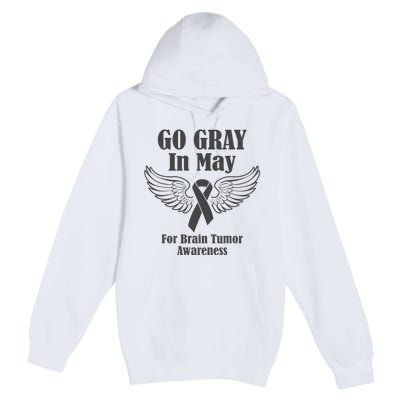 Go Gray In May Brain Tumor Awareness Cancer Hope Gray Ribbon Premium Pullover Hoodie