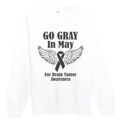 Go Gray In May Brain Tumor Awareness Cancer Hope Gray Ribbon Premium Crewneck Sweatshirt