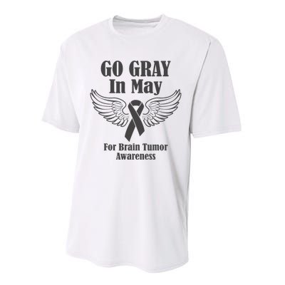 Go Gray In May Brain Tumor Awareness Cancer Hope Gray Ribbon Performance Sprint T-Shirt