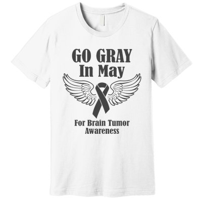 Go Gray In May Brain Tumor Awareness Cancer Hope Gray Ribbon Premium T-Shirt