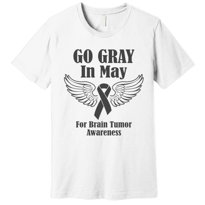 Go Gray In May Brain Tumor Awareness Cancer Hope Gray Ribbon Premium T-Shirt