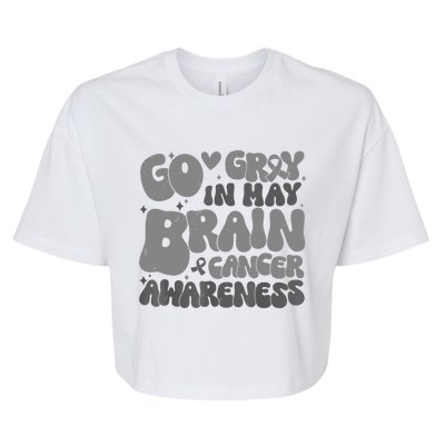 Go Gray In May Brain Cancer Awareness Gift Bella+Canvas Jersey Crop Tee