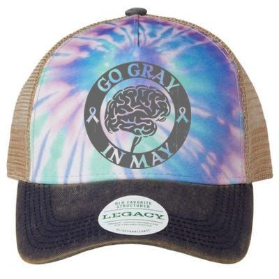 Go Gray In May Brain Cancer Tumor Awareness Wear Gray Ribbon Legacy Tie Dye Trucker Hat