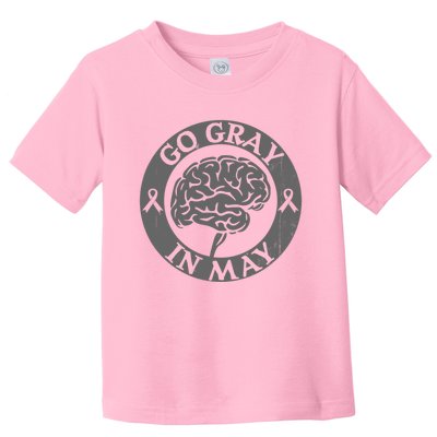 Go Gray In May Brain Cancer Tumor Awareness Wear Gray Ribbon Toddler T-Shirt