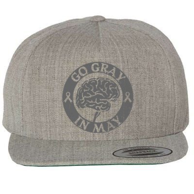 Go Gray In May Brain Cancer Tumor Awareness Wear Gray Ribbon Wool Snapback Cap