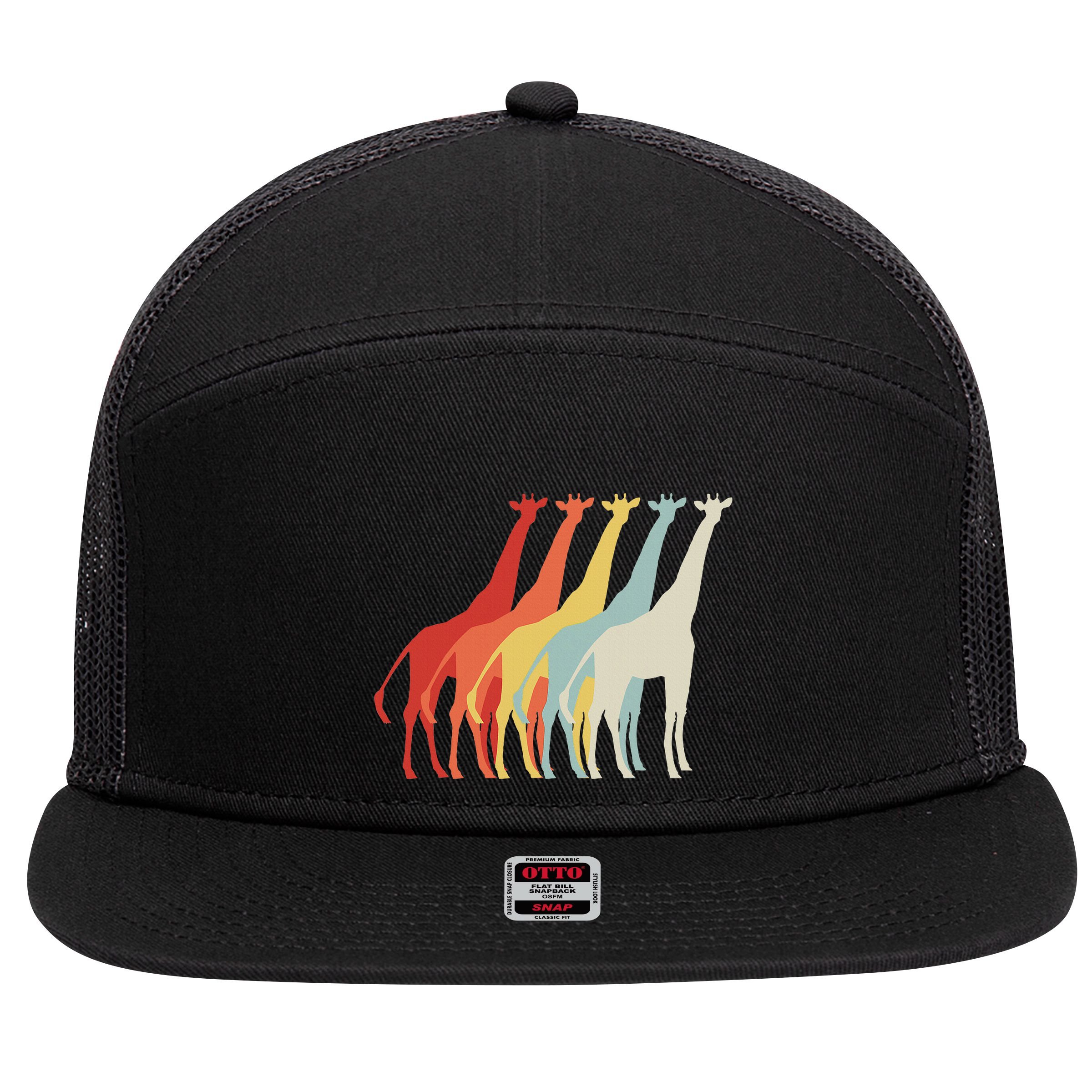 Giraffe 7 Panel Mesh Trucker Snapback Hat
