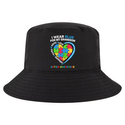 Grandma Grandpa I Wear Blue For My Grandson Autism Awareness Gift Cool Comfort Performance Bucket Hat