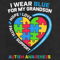 Grandma Grandpa I Wear Blue For My Grandson Autism Awareness Gift Beanie