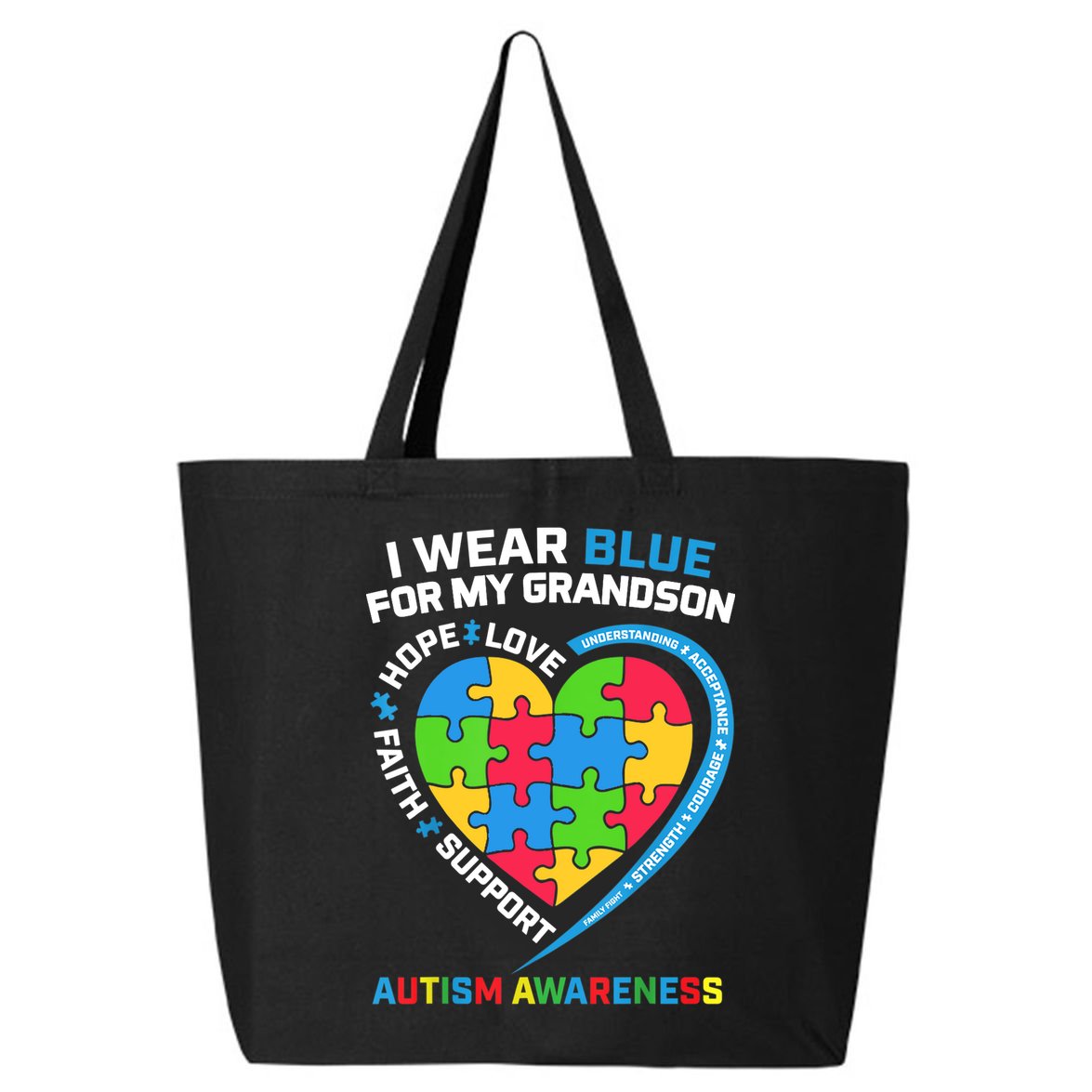 Grandma Grandpa I Wear Blue For My Grandson Autism Awareness Gift 25L Jumbo Tote