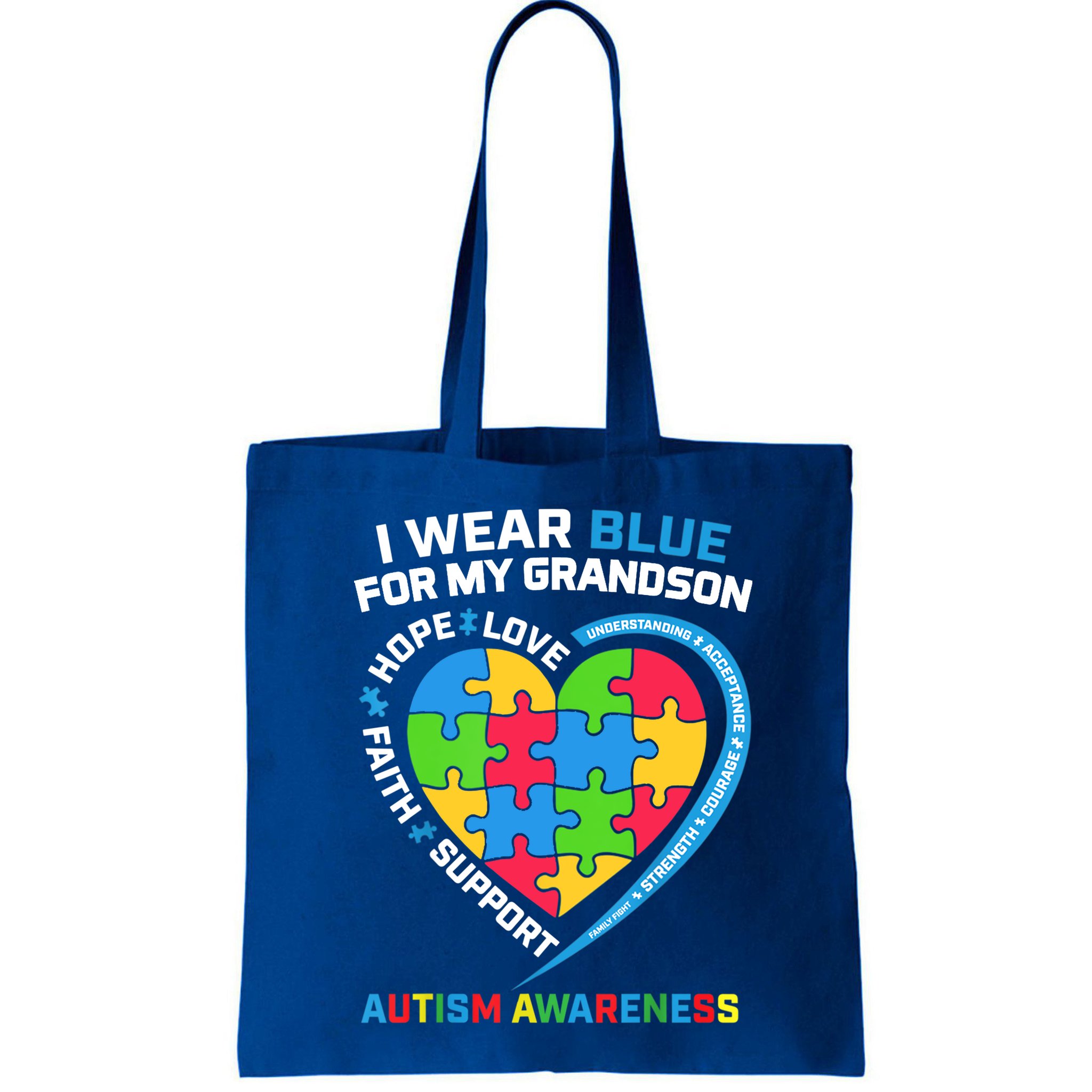 Grandma Grandpa I Wear Blue For My Grandson Autism Awareness Gift Bag
