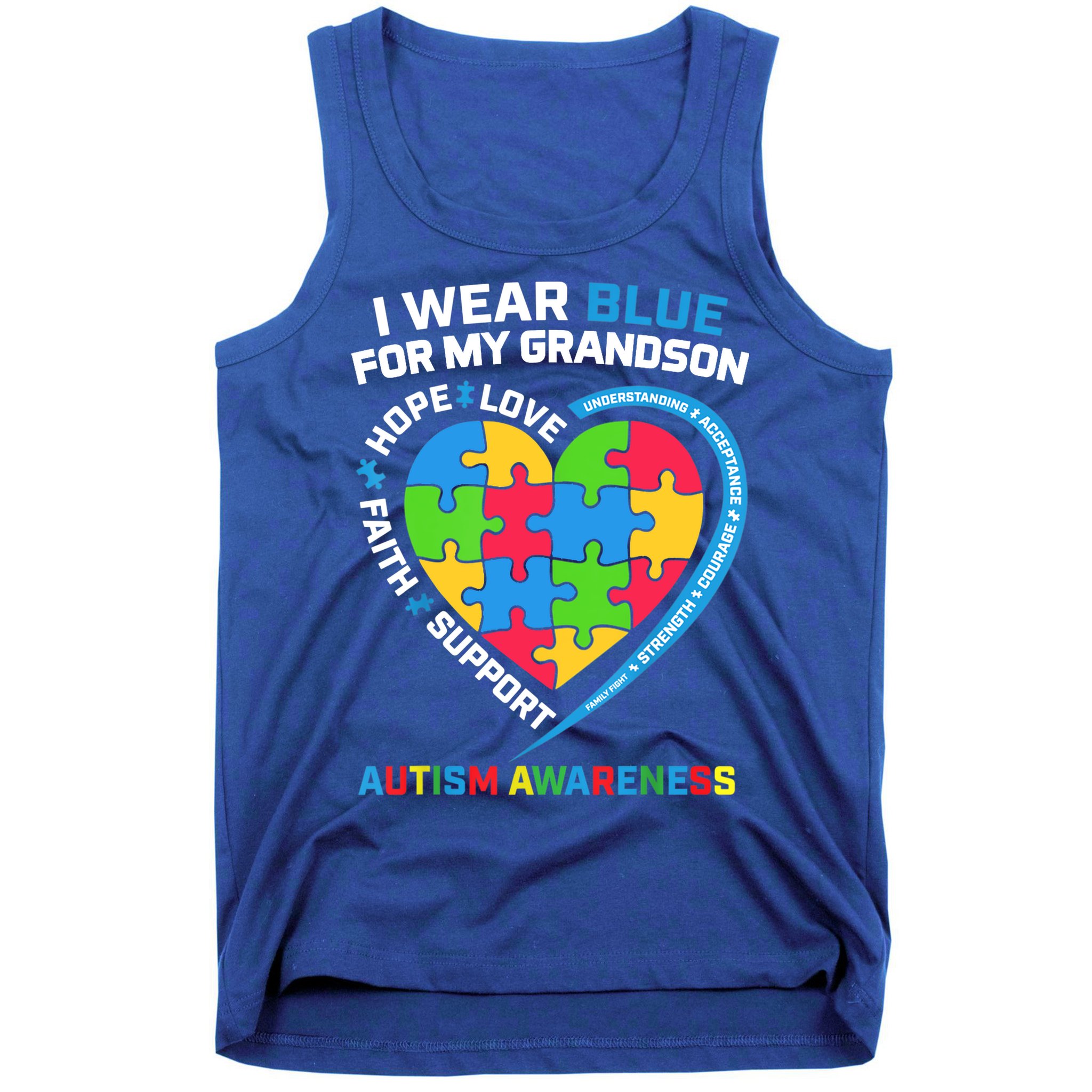 Grandma Grandpa I Wear Blue For My Grandson Autism Awareness Gift Tank Top