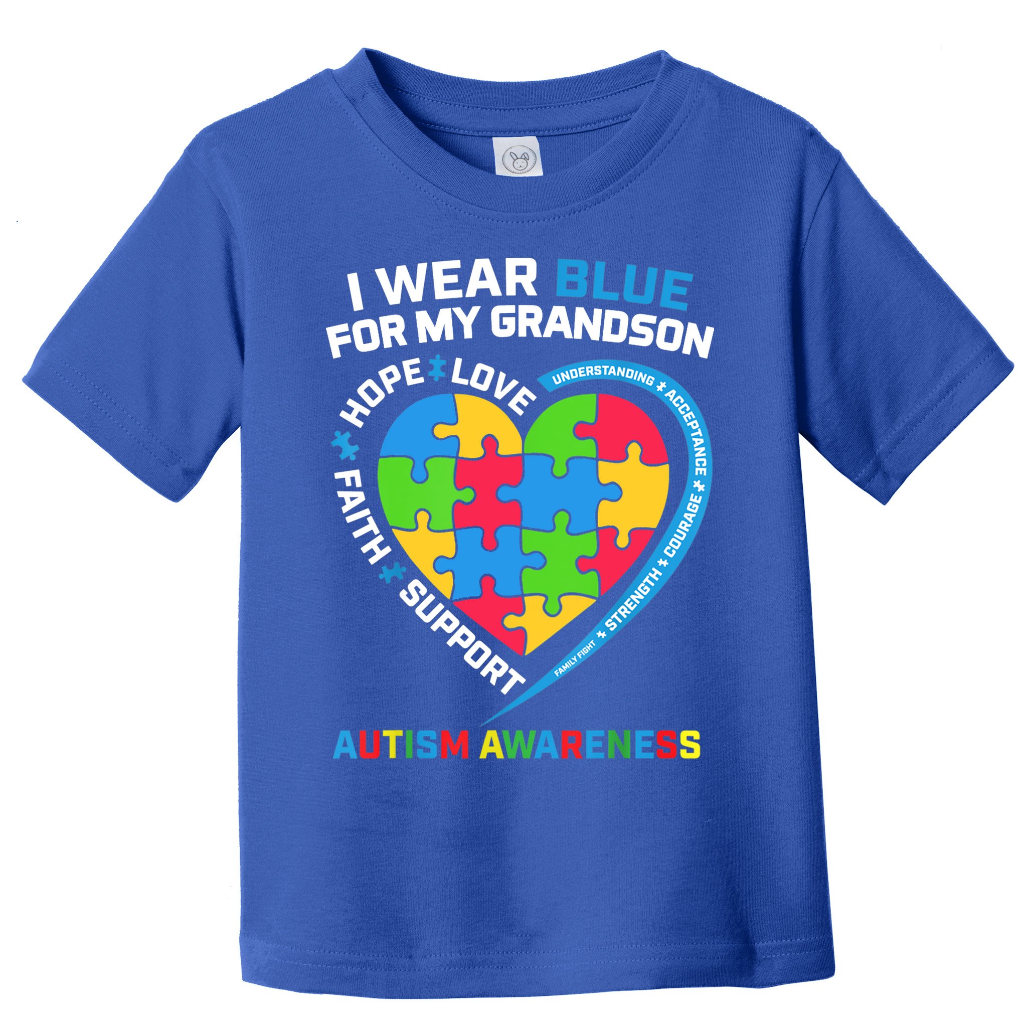 Grandma Grandpa I Wear Blue For My Grandson Autism Awareness Gift Toddler T-Shirt