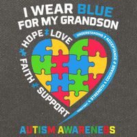 Grandma Grandpa I Wear Blue For My Grandson Autism Awareness Gift Cotton Canvas Backpack