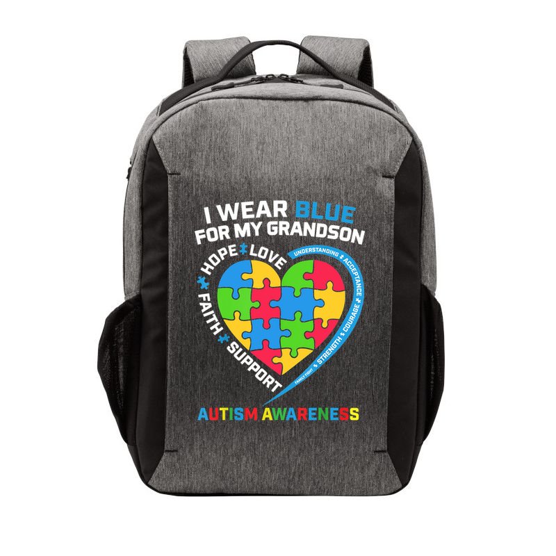 Grandma Grandpa I Wear Blue For My Grandson Autism Awareness Gift Vector Backpack