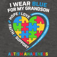 Grandma Grandpa I Wear Blue For My Grandson Autism Awareness Gift Vector Backpack