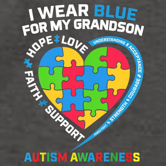 Grandma Grandpa I Wear Blue For My Grandson Autism Awareness Gift Vector Backpack