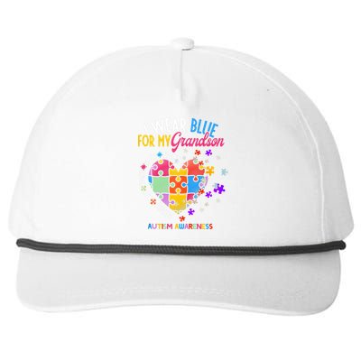 Grandma Grandpa I Wear Blue For My Grandson Autism Awareness Snapback Five-Panel Rope Hat