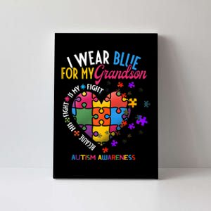 Grandma Grandpa I Wear Blue For My Grandson Autism Awareness Canvas