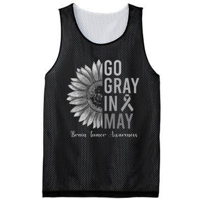 Go Gray In May Brain Tumor Cancer Awareness Gray Sunflower Mesh Reversible Basketball Jersey Tank