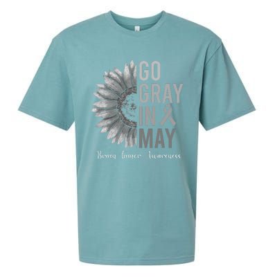 Go Gray In May Brain Tumor Cancer Awareness Gray Sunflower Sueded Cloud Jersey T-Shirt