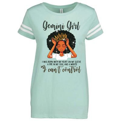 Gemini Girl I Cant Control Zodiac Birthday Black Woman Enza Ladies Jersey Football T-Shirt