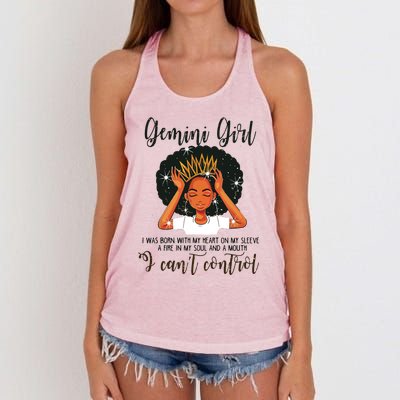 Gemini Girl I Cant Control Zodiac Birthday Black Woman Women's Knotted Racerback Tank