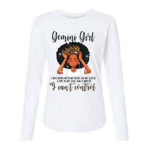 Gemini Girl I Cant Control Zodiac Birthday Black Woman Womens Cotton Relaxed Long Sleeve T-Shirt