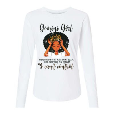 Gemini Girl I Cant Control Zodiac Birthday Black Woman Womens Cotton Relaxed Long Sleeve T-Shirt