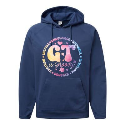 Gifted Gt Is Groovy Teacher Appreciation Week Back To School Great Gift Performance Fleece Hoodie