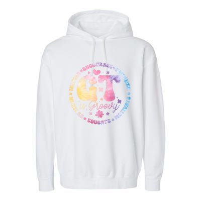 Gifted Gt Is Groovy Teacher Appreciation Week Back To School Great Gift Garment-Dyed Fleece Hoodie