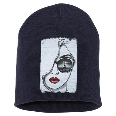 Graffiti Girl In Paris Short Acrylic Beanie