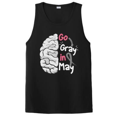 Go Gray In May Brain Cancer Awareness Grey Ribbon Sunflower Meaningful Gift PosiCharge Competitor Tank