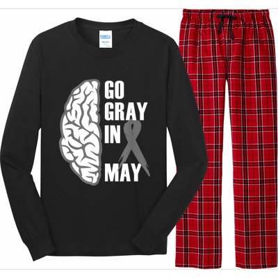 Go Gray In May Brain Cancer Awareness Gift Long Sleeve Pajama Set