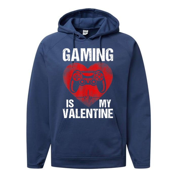 Gamer Gaming Is My Valentine Boys Teen Valentines Performance Fleece Hoodie