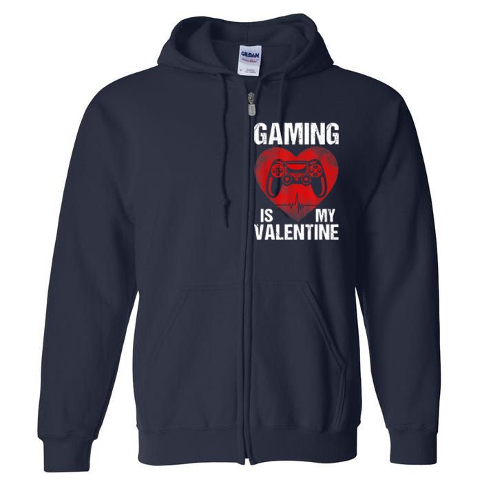 Gamer Gaming Is My Valentine Boys Teen Valentines Full Zip Hoodie